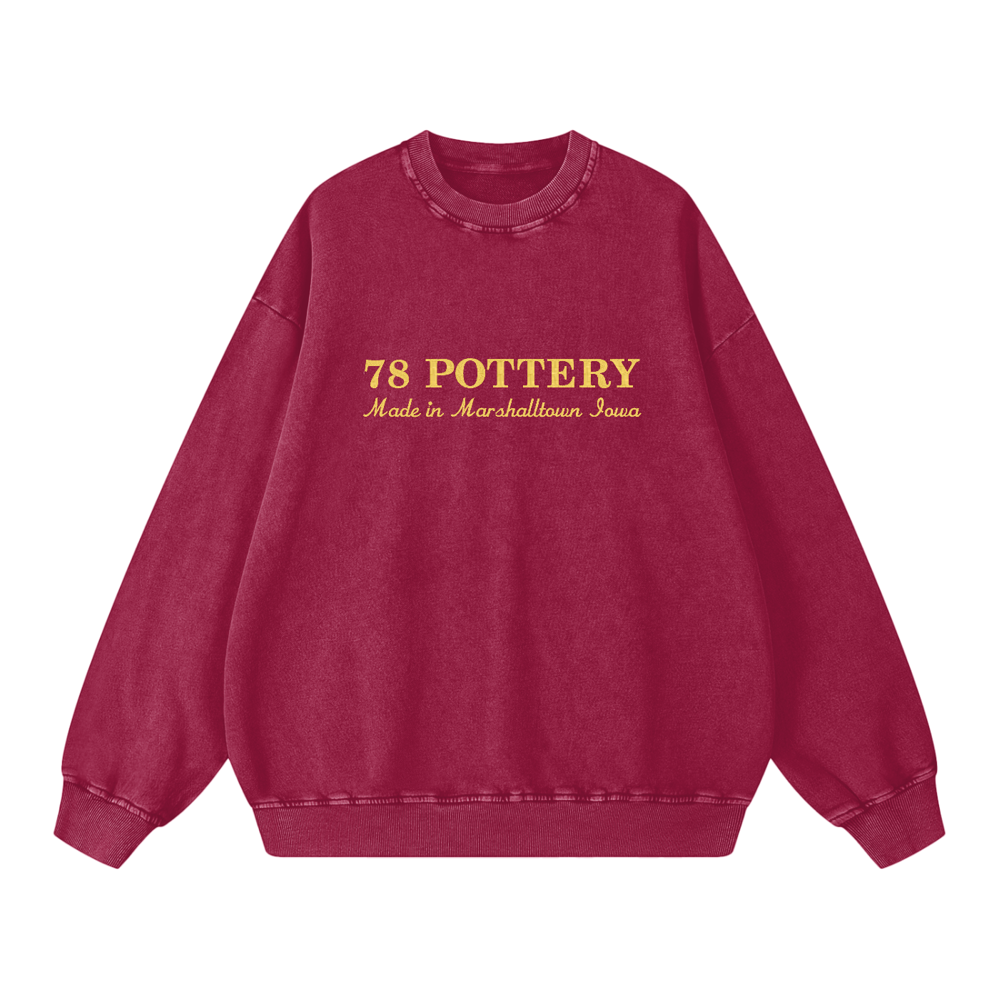 78 POTTERY Snow Washed Oversized Sweatshirt Cyclone Red Yellow