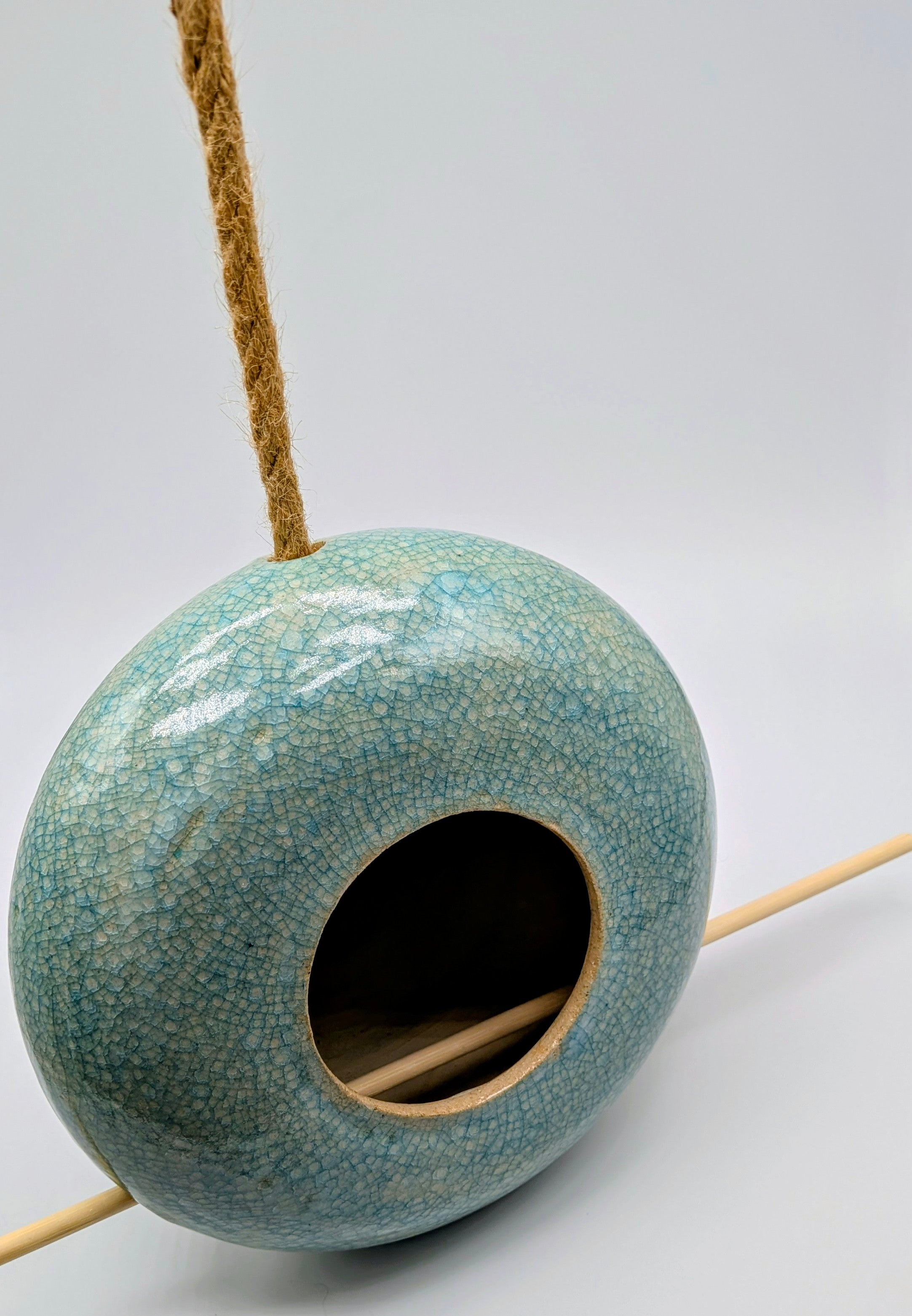 Modern Green Crackle Birdhouse