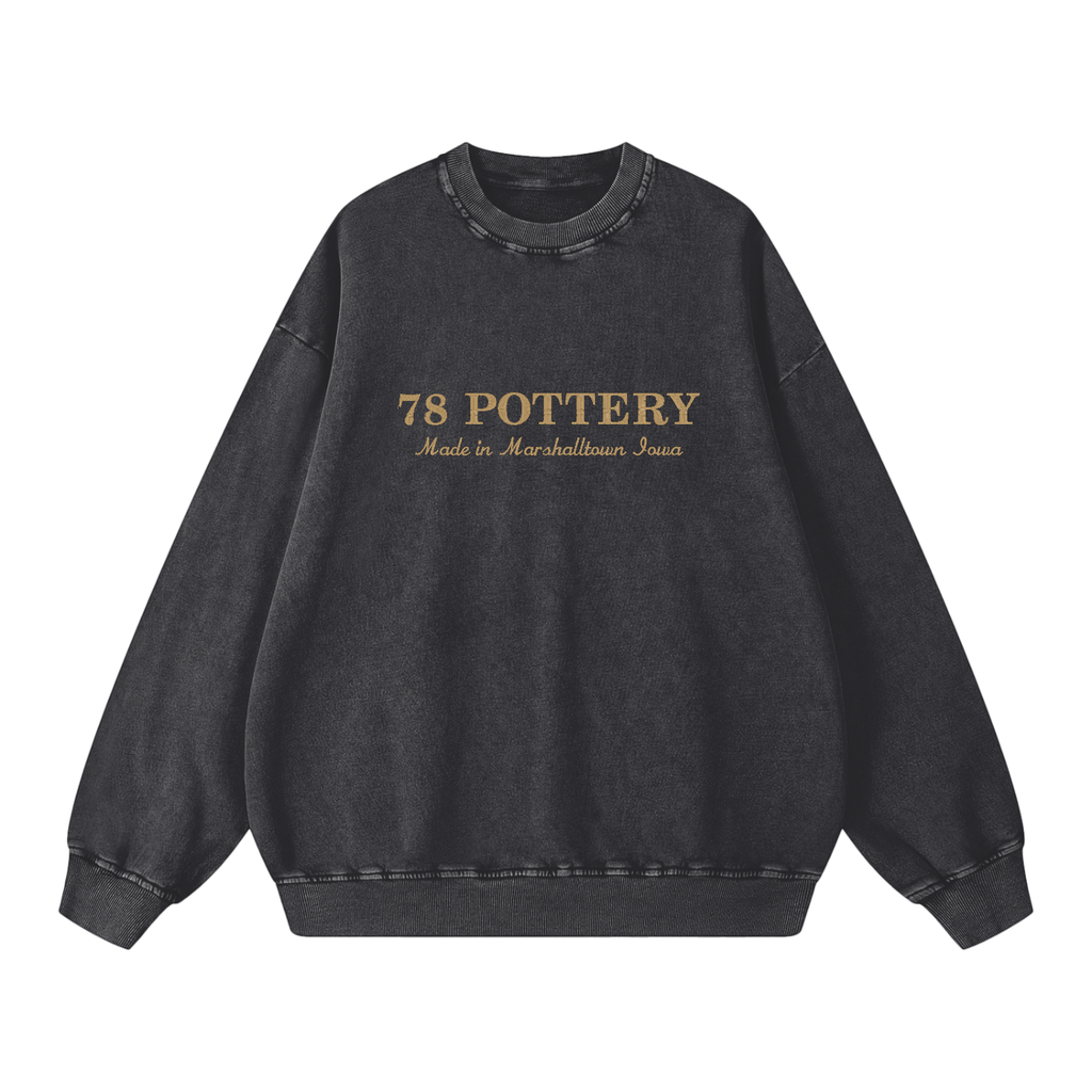 Black Gold 78 Pottery Snow Washed Oversized Sweatshirt Hawkeyes